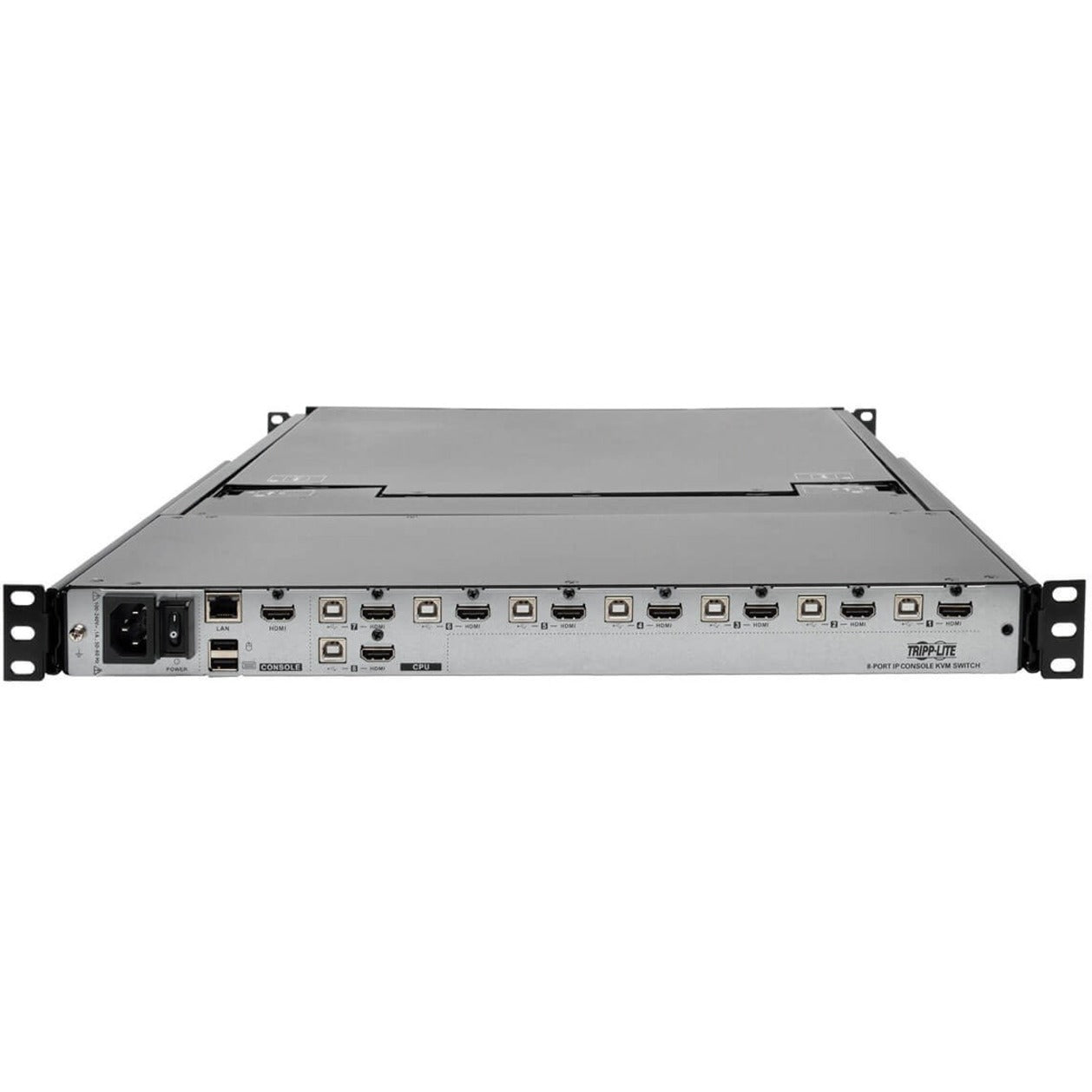 تريب لايت B030-008-17-IP NetDirector 8-Port 1U راك مونت كونسول HDMI KVM التبديل مع شاشة LCD بقياس 17 بوصة و IP، Full HD، لوحة تعمل باللمس، متوافق مع TAA تريب لايت ترجمة اسم العلامة التجارية: الجولة الخفيفة
