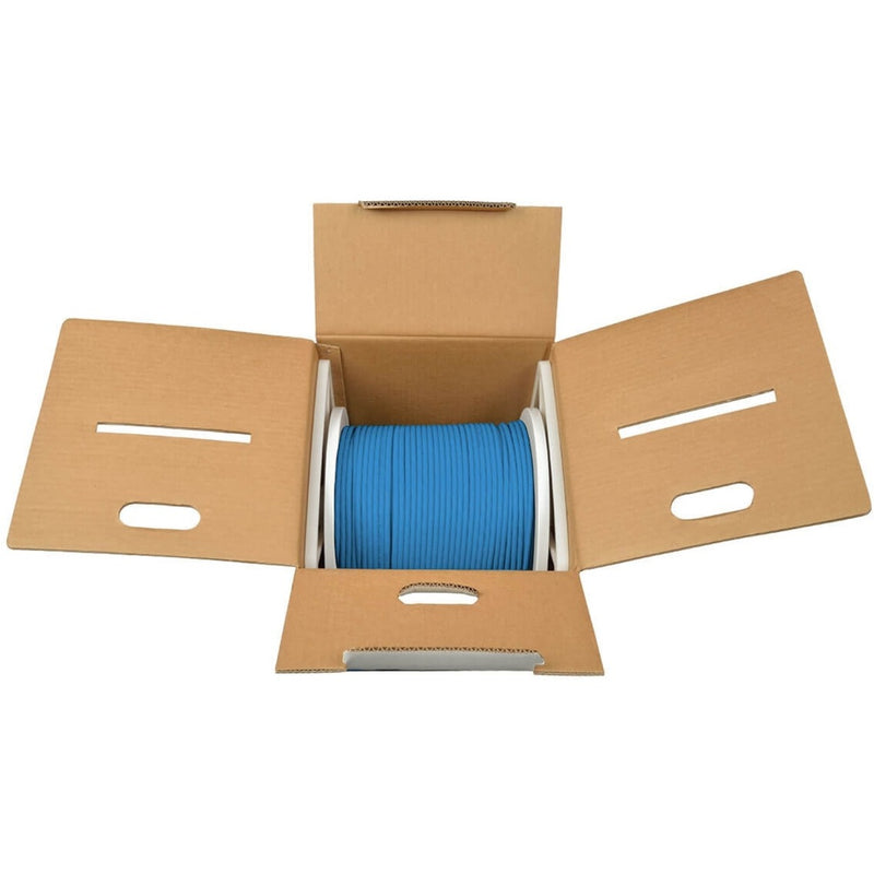 Open view of Tripp Lite Cat6 cable bulk box showing spool and packaging design