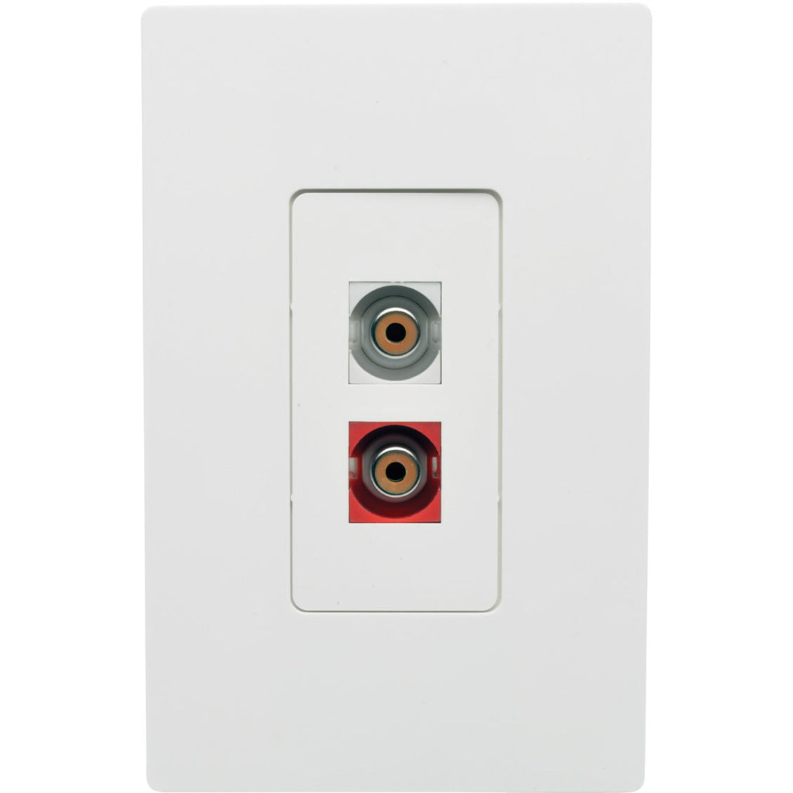 White wall plate with installed red and white RCA keystone jacks-alternate-image5