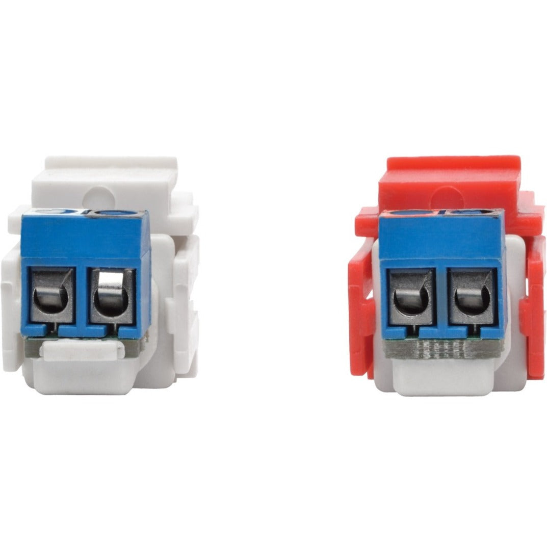 Back view of red and white keystone jacks showing blue screw terminals-alternate-image3