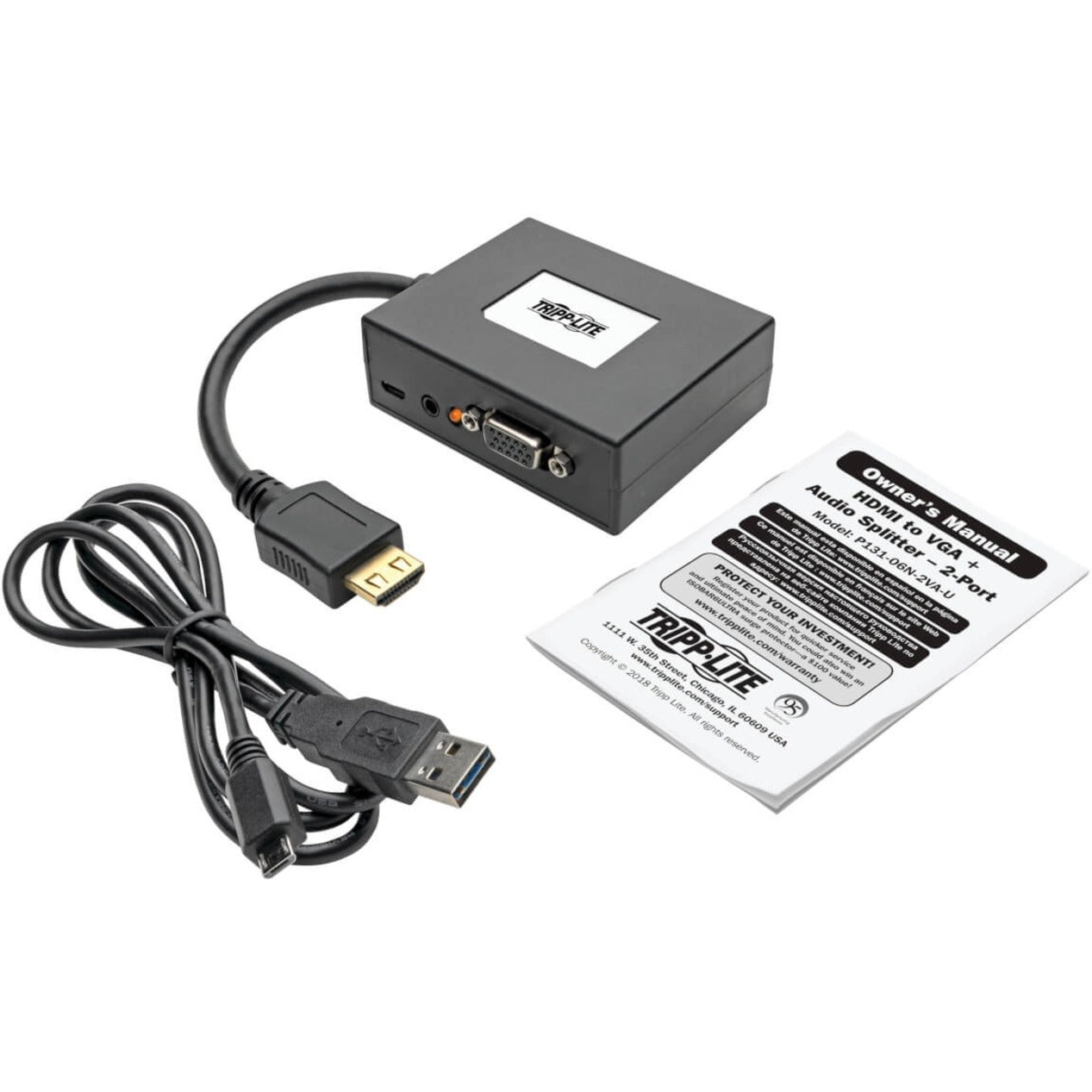 2-Port HDMI zu VGA + Audio Splitter 1920 x 1440 (1080p) TAA konform