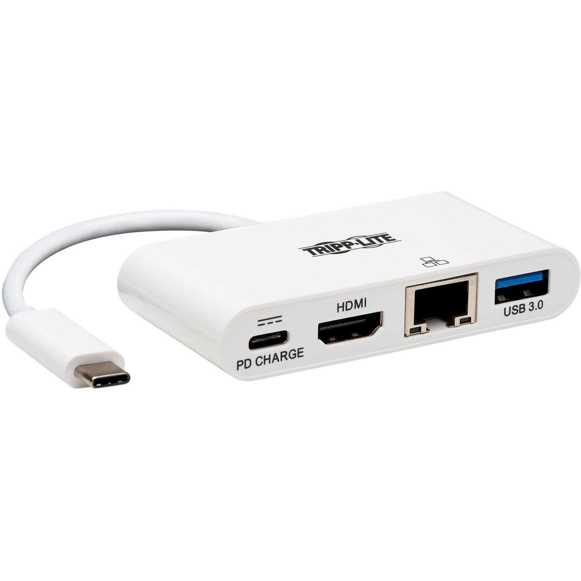 Tripp Lite USB-C docking station showing HDMI, USB 3.0, and Ethernet ports with PD charging capability-alternate-image1