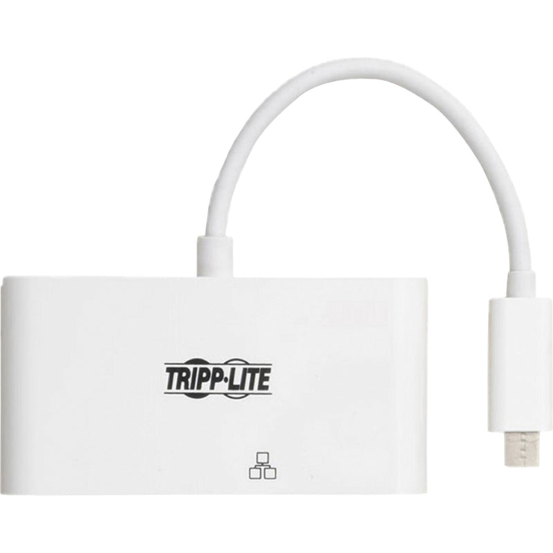 Top view of Tripp Lite docking station showing branding and network icon