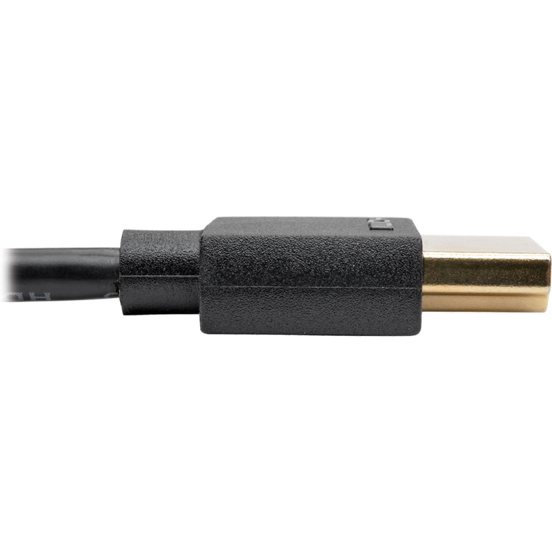 Side profile of slim HDMI connector showing compact design and gold-plated terminal