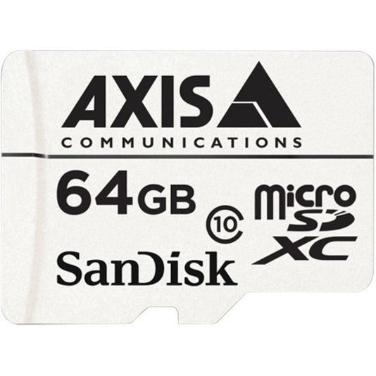 AXIS Communications 64GB Class 10 microSDXC surveillance memory card with SanDisk branding