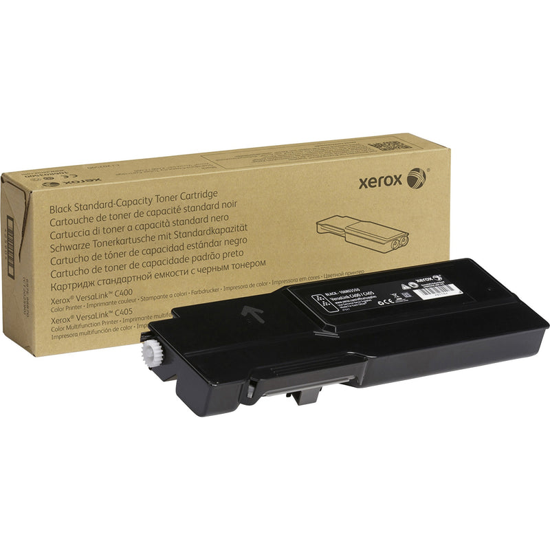 Xerox 106R03500 black toner cartridge with retail packaging showing compatibility with VersaLink C400 and C405 printers