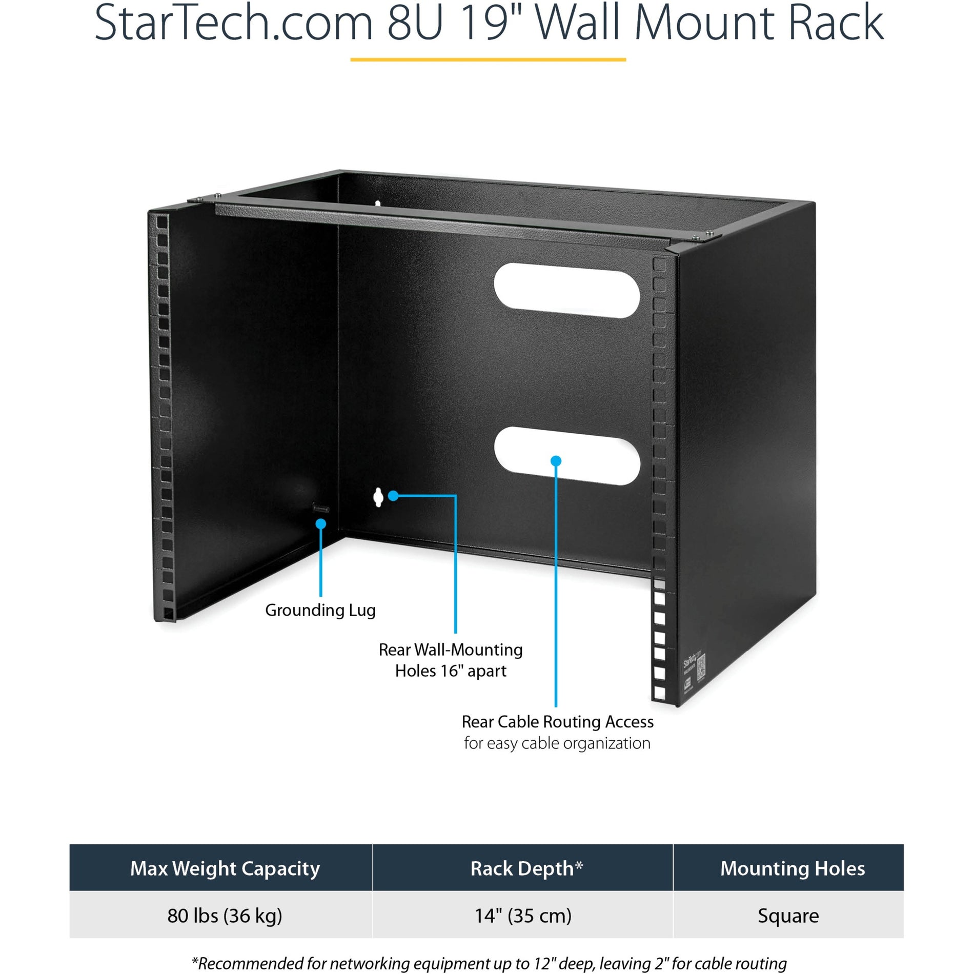 StarTech.com 8U 14in Deep Wallmounting Bracket for Patch Panel - Wallmount Bracket (WALLMOUNT8) Alternate-Image7 image