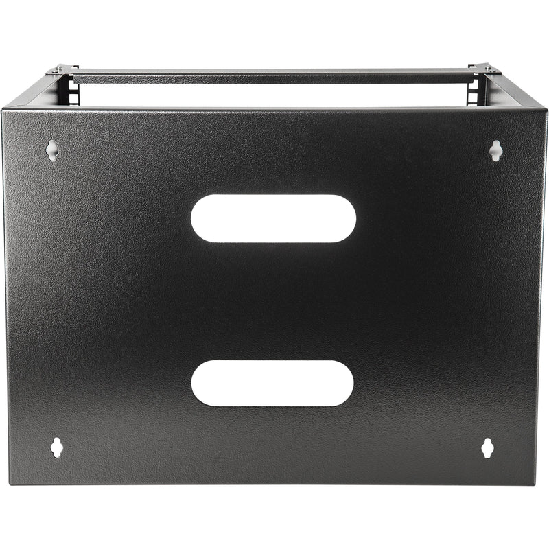 Top view of wall-mount rack showing mounting holes and construction