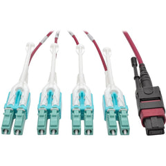 Tripp Lite MTP/MPO to 8xLC Fan-Out Network Cable, 40Gbps Fiber Optic, Multimode, Uniboot Connector, Magenta, 1m - N845-01M-8L-MG (Lifetime Warranty)