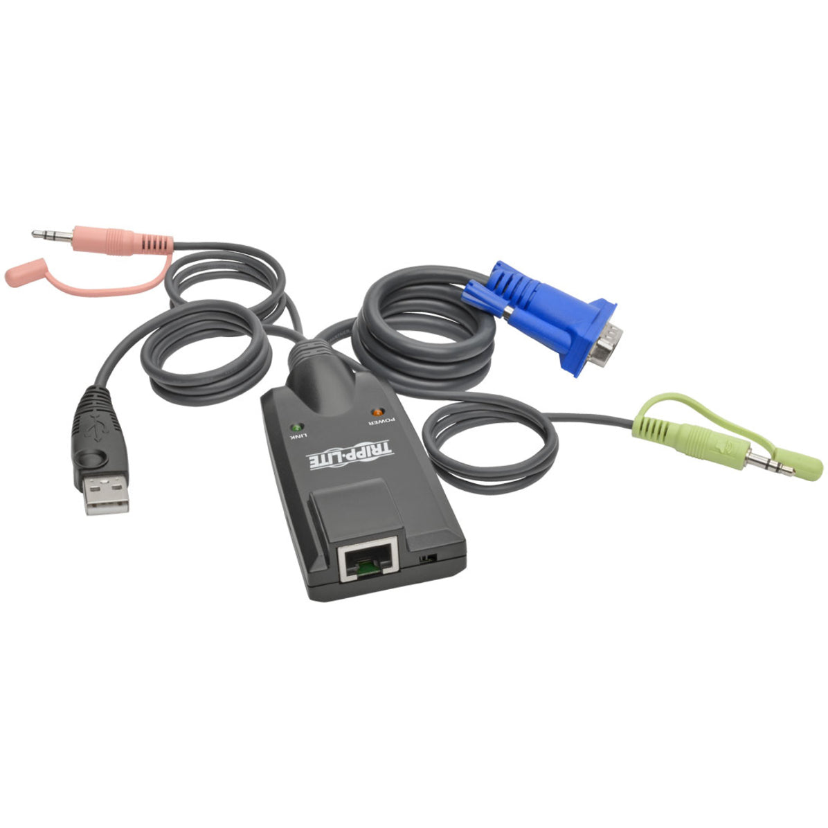 Tripp Lite B055-001-USB-VA NetDirector USB 服务器接口单元，KVM 扩展器带 USB、VGA、耳机、麦克风和网络（RJ-45）端口 Tripp Lite B055-001-USB-VA NetDirector USB服务器接口单元，带有USB、VGA、耳机、麦克风和网络（RJ-45）端口。品牌名称: Tripp Lite.品牌名称的中文翻译为：特力.