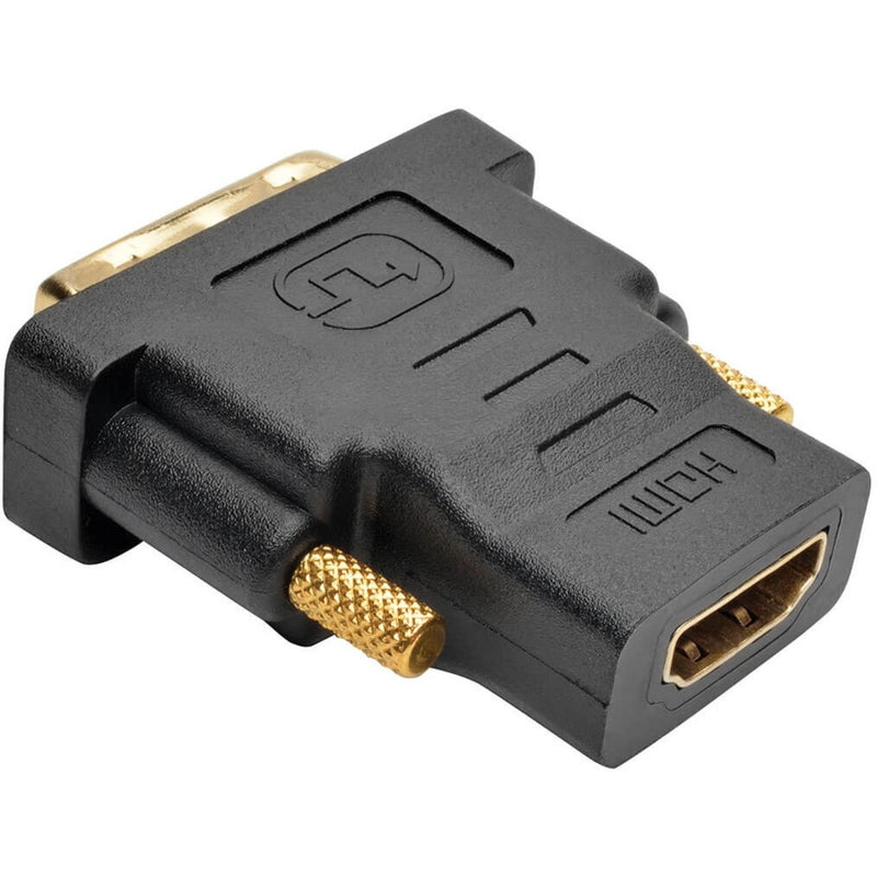 Close-up of DVI-to-HDMI adapter showing gold-plated connectors and robust construction