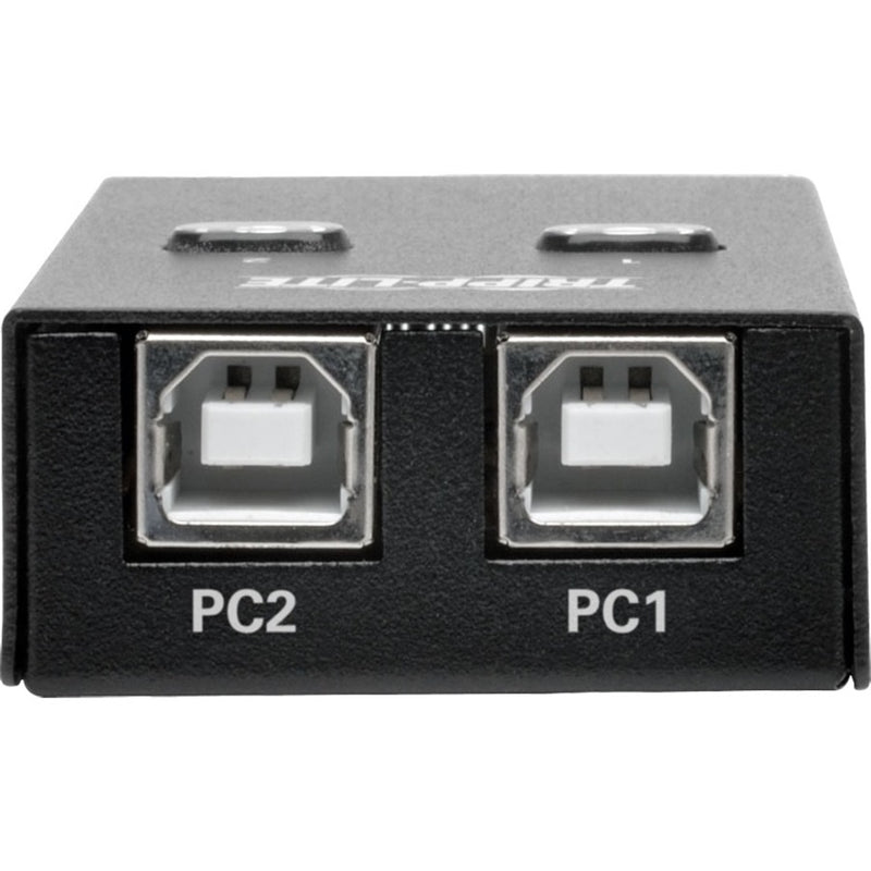 Rear view of USB switch showing dual PC connection ports labeled PC1 and PC2