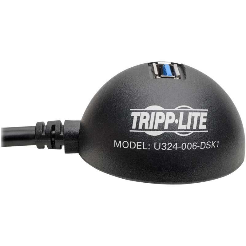 Close-up of Tripp Lite USB extension hub showing model number and branding