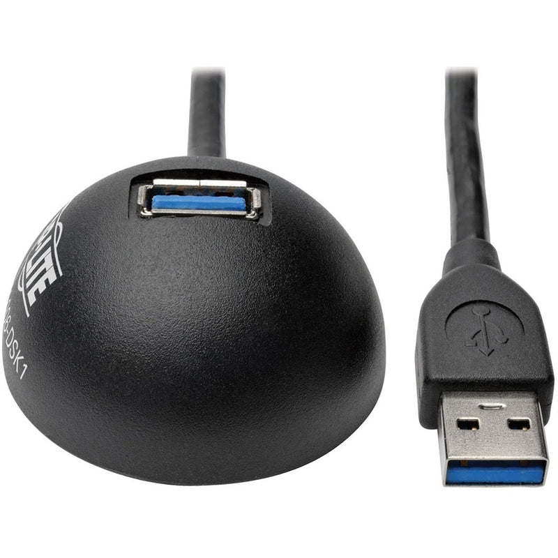 Close-up view of Tripp Lite USB 3.0 extension hub showing dome-shaped base with blue USB port