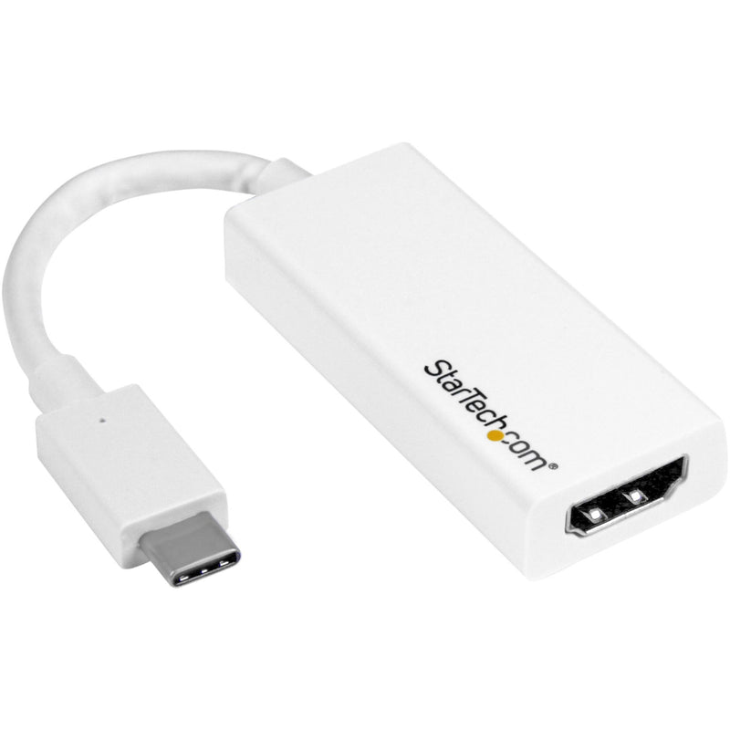 White StarTech.com USB-C to HDMI adapter showing full device with both connectors