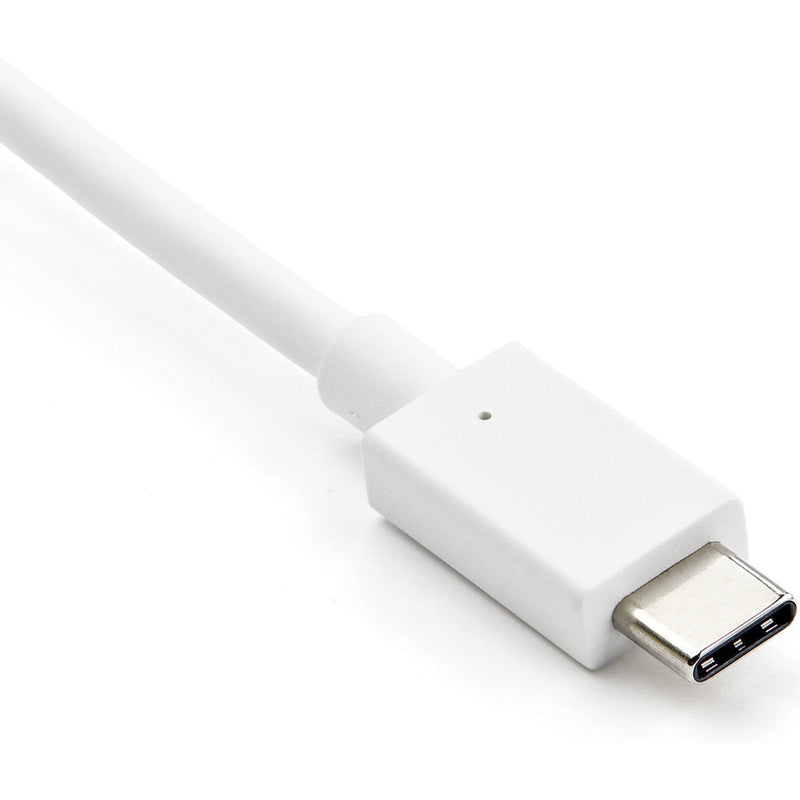 Detailed view of the USB-C connector on StarTech.com white adapter