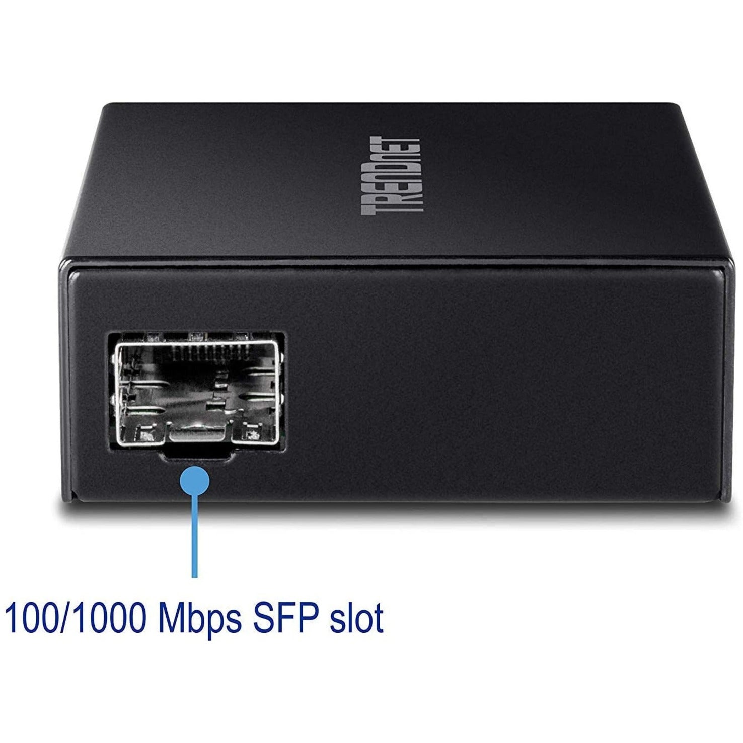 Detailed view of TRENDnet TFC-GSFP's SFP slot with specifications-alternate-image5