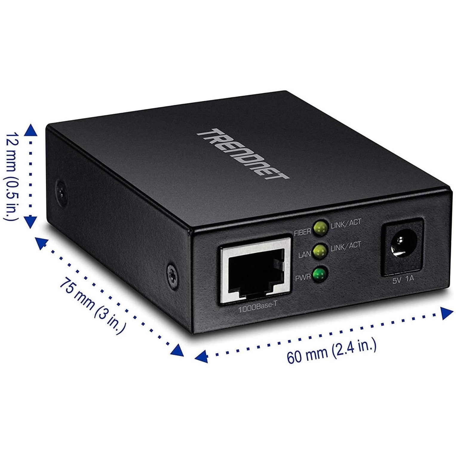 Dimensional specifications of TRENDnet TFC-GSFP media converter-alternate-image6