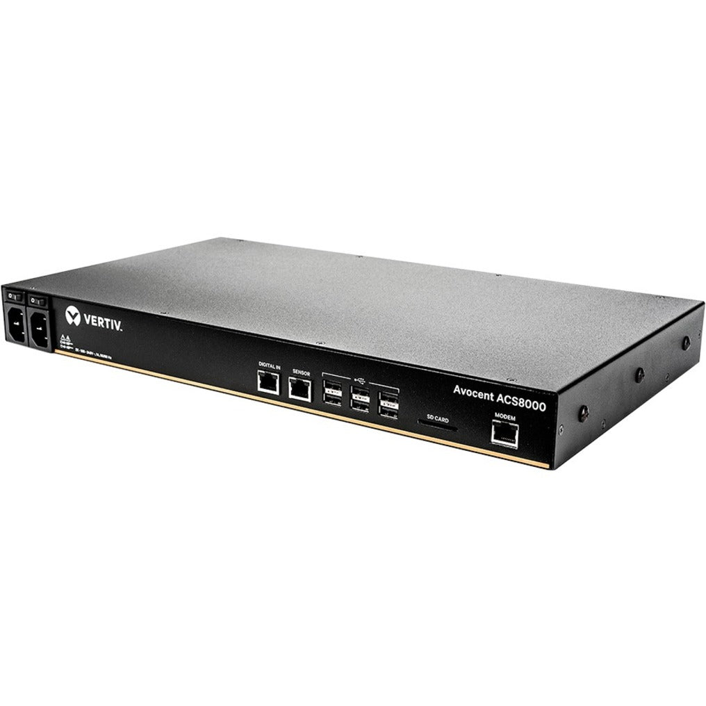 Vertiv Avocent 32-poort ACS8000 console-systeem met dubbele AC-voeding en analoge modem (ACS8032MDAC-400)