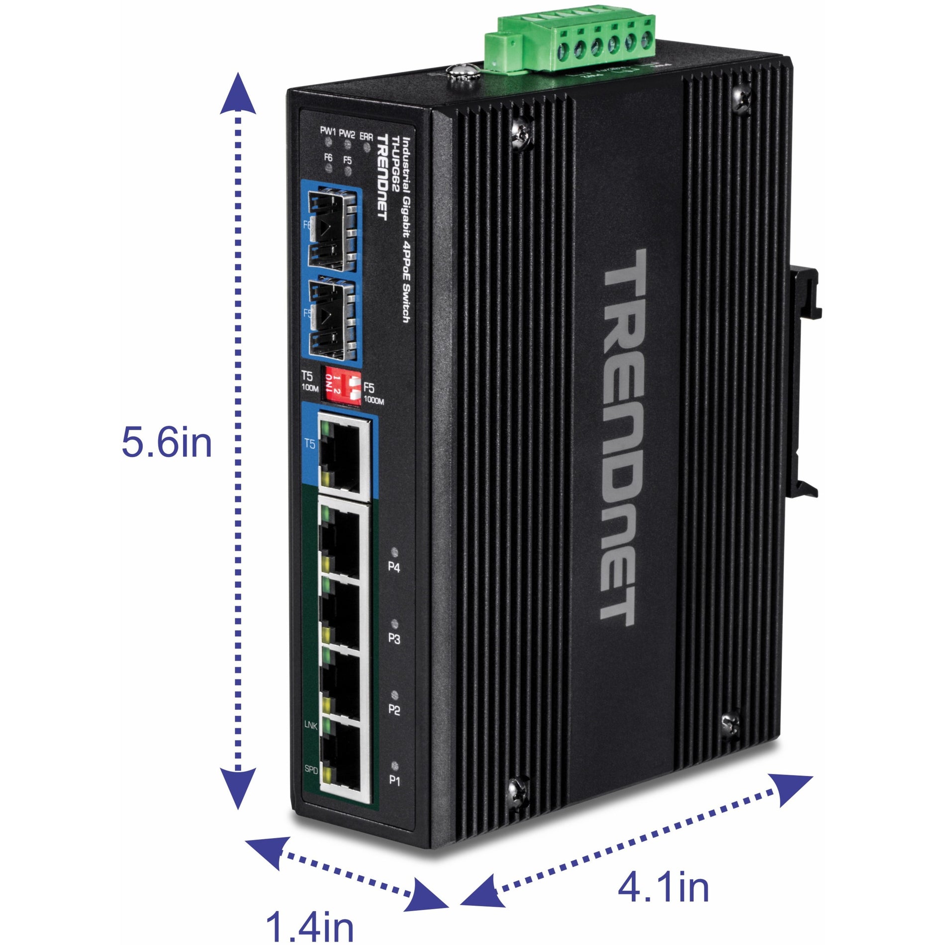 TRENDnet 6-Port Hardened Industrial Gigabit 10/100/1000 Mbps Ultra PoE DIN-Rail Switch; UPoE; IP30; DIN-Rail & Wall Mounts Included; Lifetime Protection; TI-UPG62 (TI-UPG62) Alternate-Image7 image