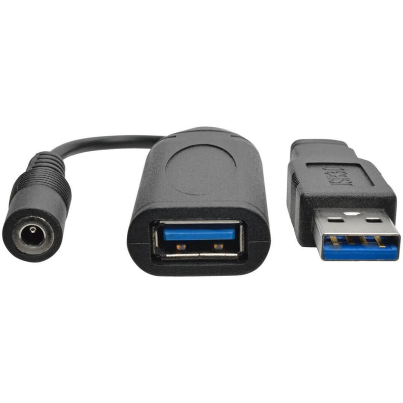 Detailed view of USB connectors and power adapter port interface