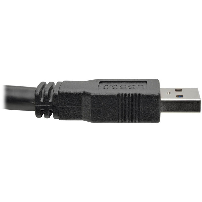 Detailed view of male USB 3.0 connector on Tripp Lite U330-20M cable