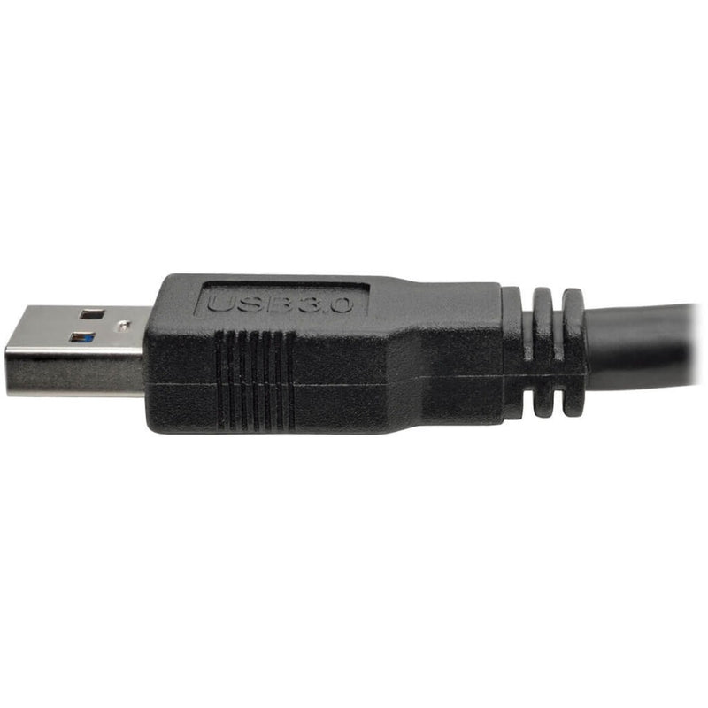 Close-up of USB 3.0 male connector showing SuperSpeed markings