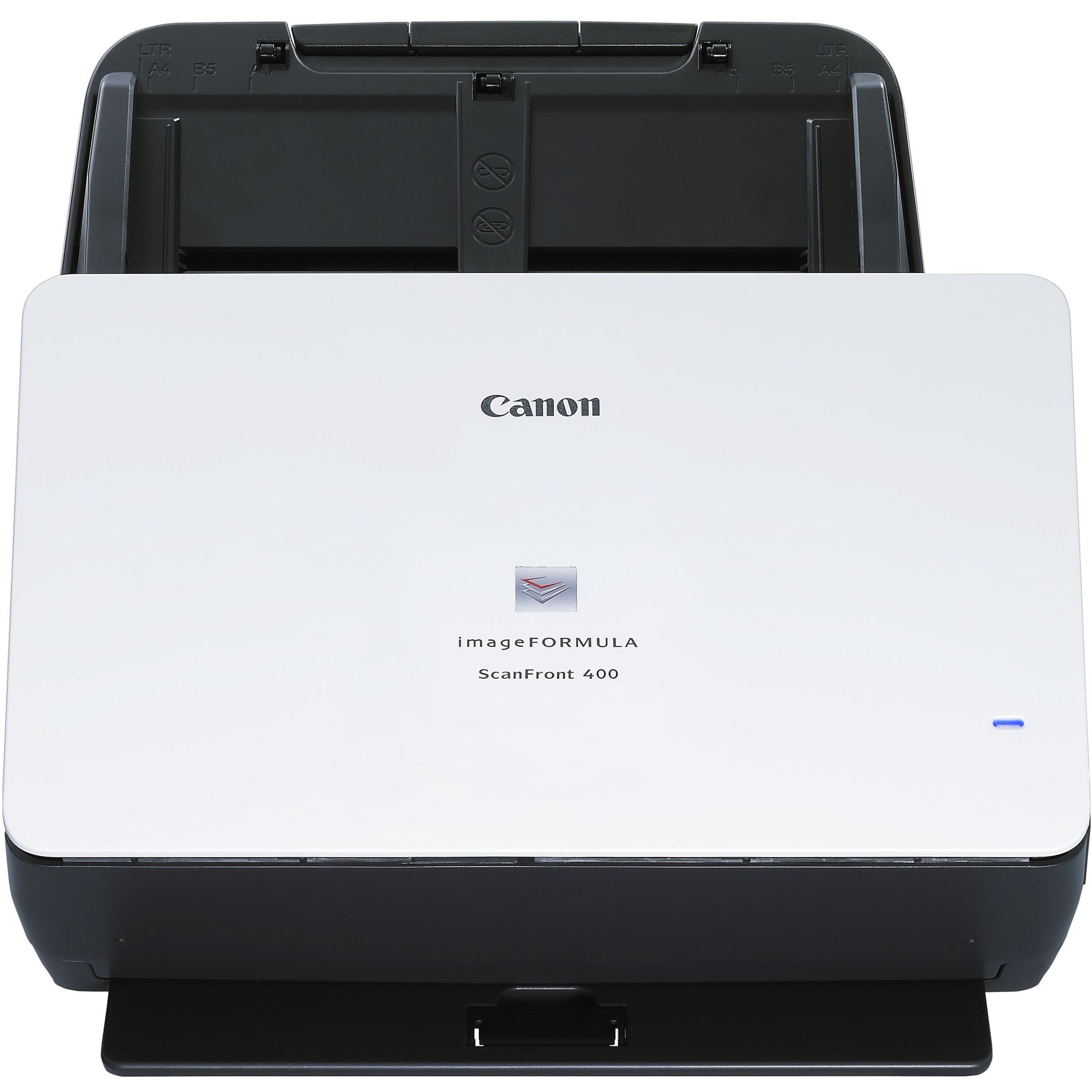 Top view of Canon imageFORMULA ScanFront 400 scanner showing sleek white design-alternate-image2