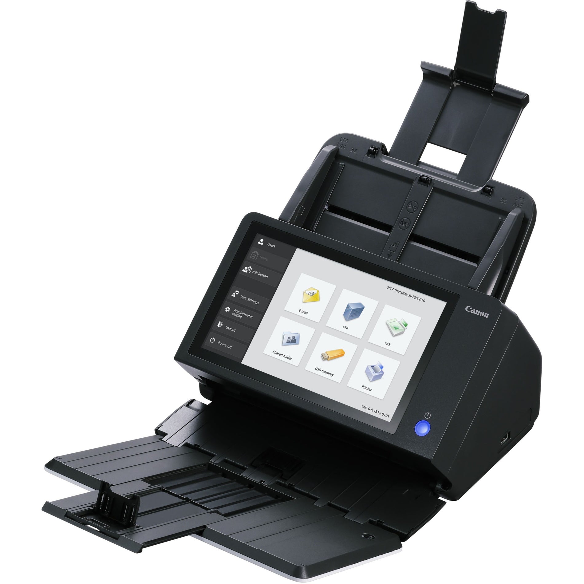 Angled view of Canon ScanFront 400 showing touchscreen interface and document feeder-alternate-image4