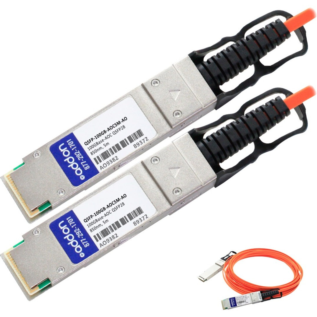 AddOn QSFP-100GB-AOC5M-AO Fiber Optic Network Cable, 16.40 ft, 100 Gbit/s, Active