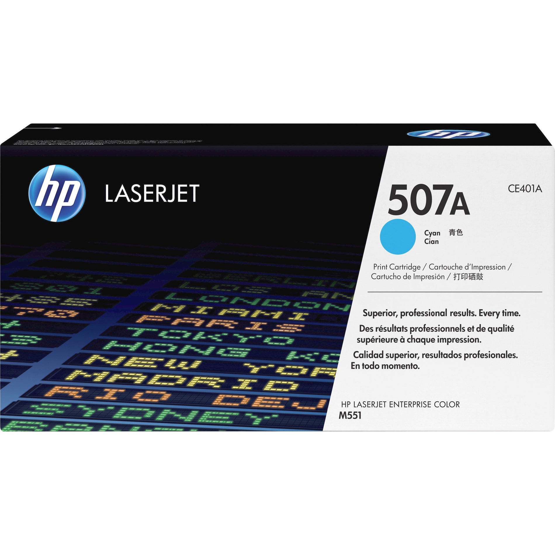 HP CE401A 507A Cyan Toner Cartridge, 6,000 Page Yield