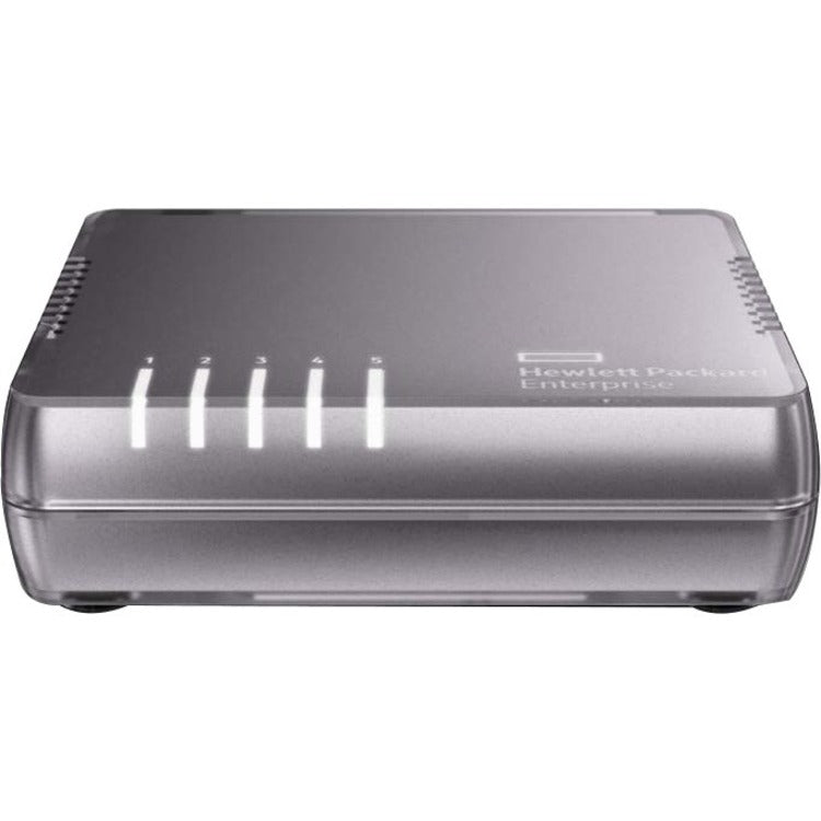 HPE OfficeConnect 1405 5G v3 Switch showing compact silver housing with 5 Gigabit Ethernet ports and status indicators