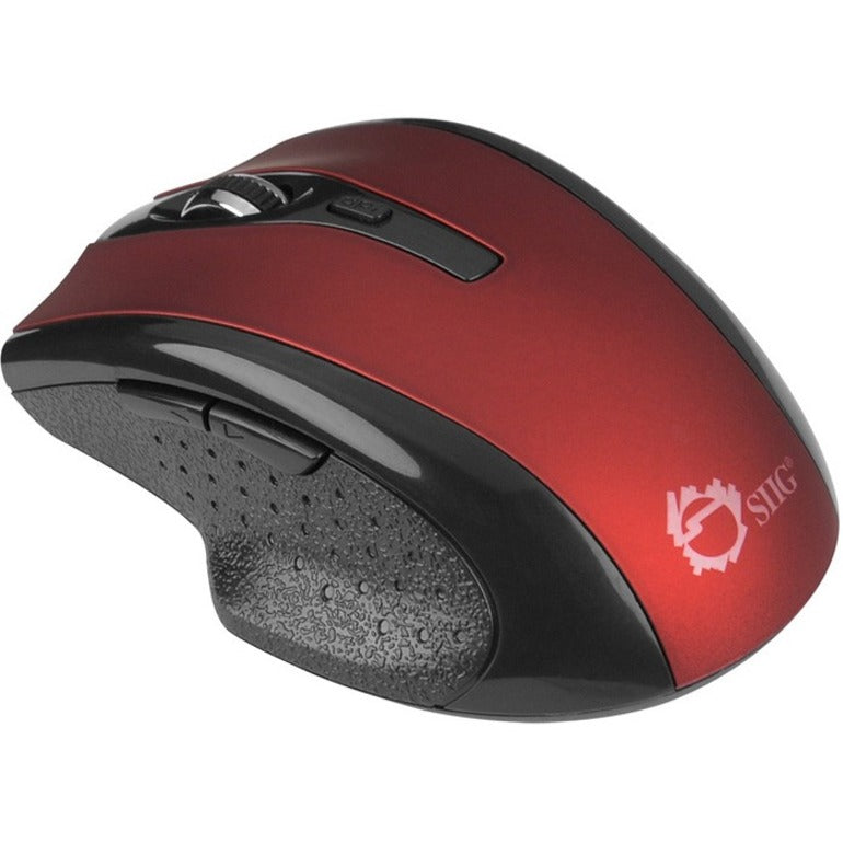 SIIG JK-WR0912-S2 6-Button Ergonomic Wireless Optical Mouse - Red, 2.4GHz Radio Frequency, 1000 DPI