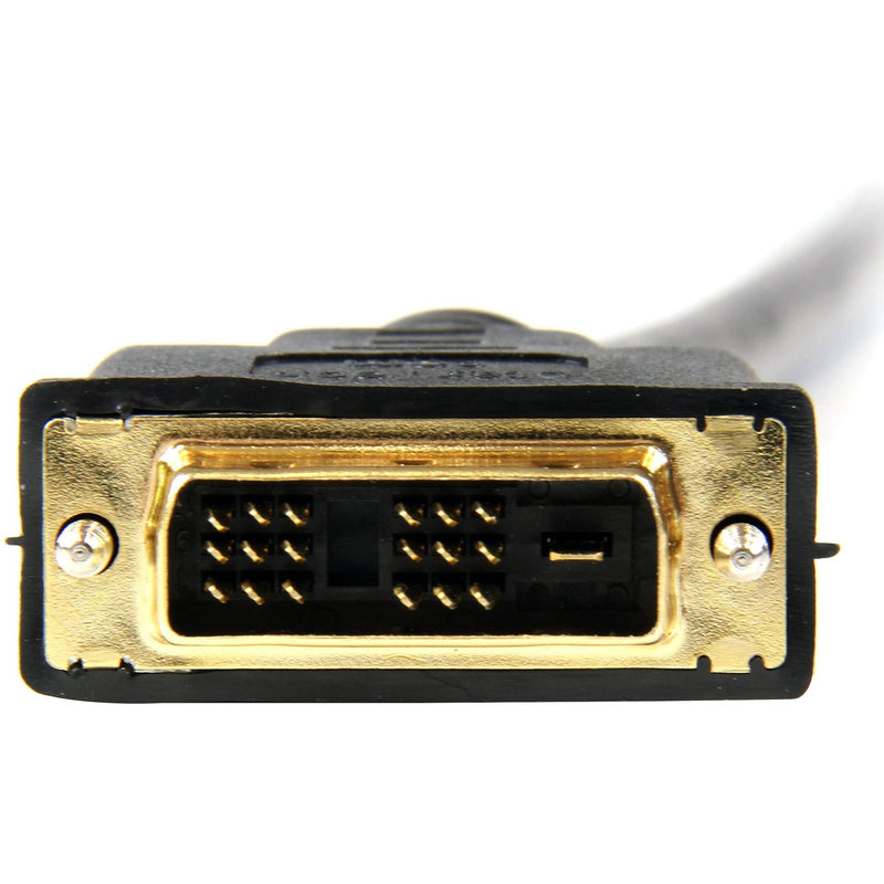 Detailed front view of DVI-D connector pins showing gold-plated contacts