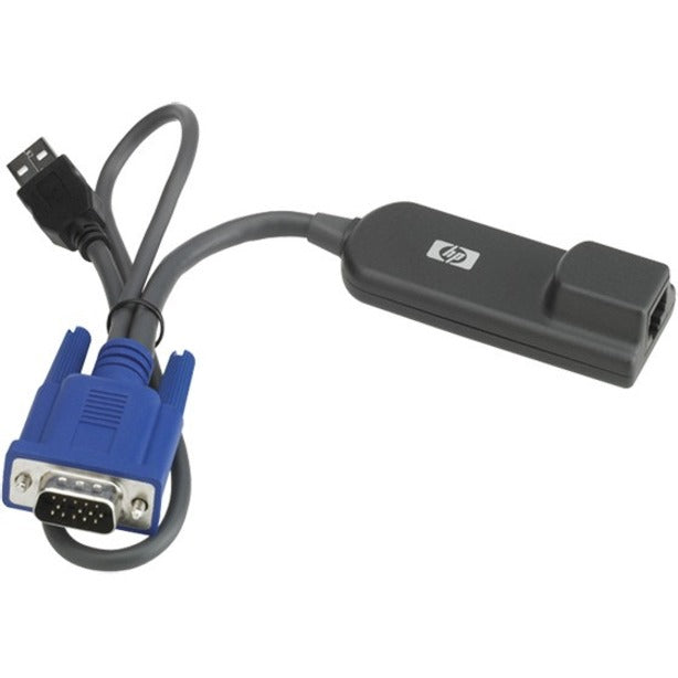 HPE KVM Console USB Interface Adapter showing USB connector and blue VGA port interface