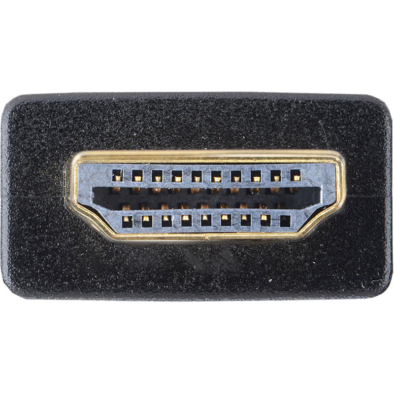 Detailed view of HDMI connector pin layout with gold-plated contacts