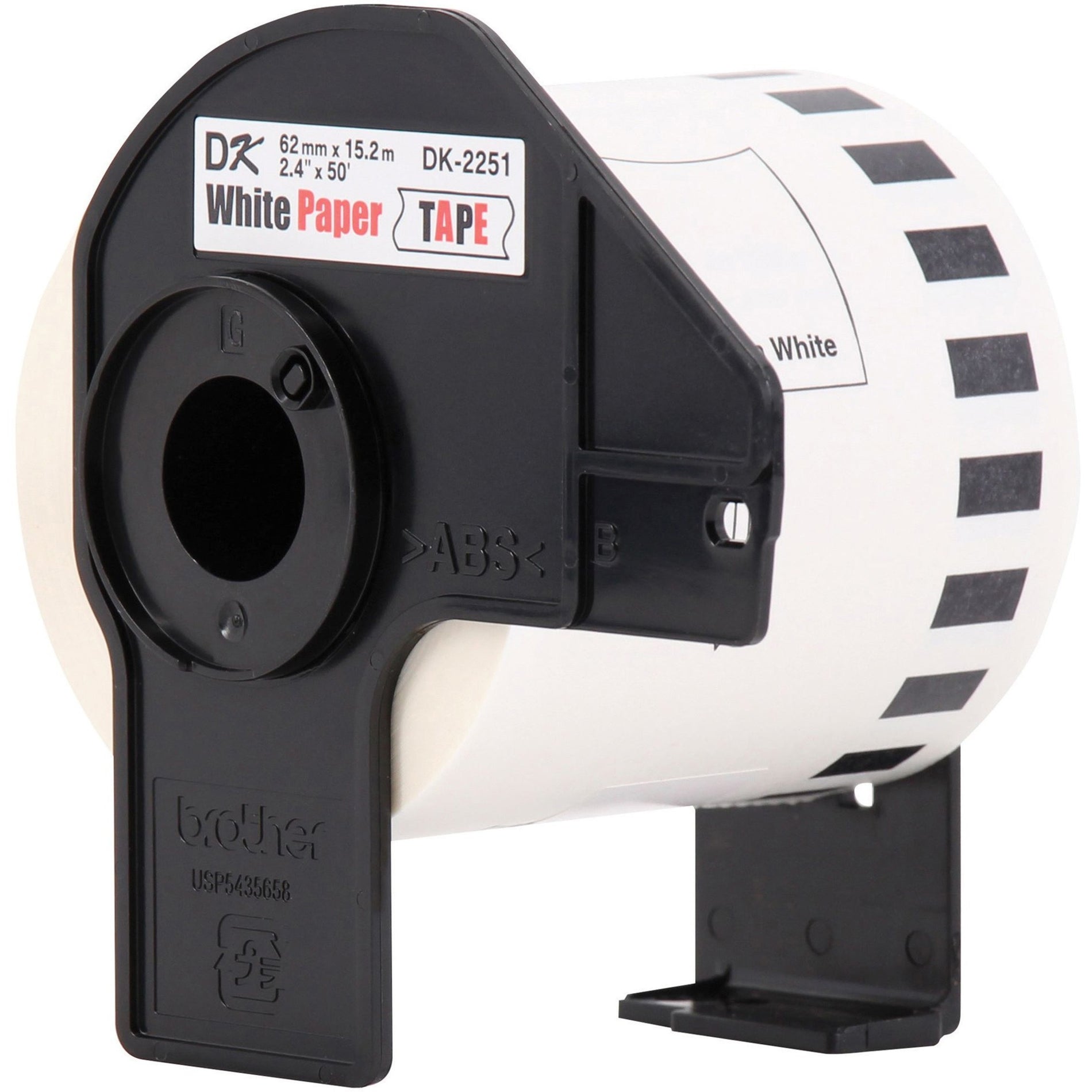 Side view of Brother DK2251 label roll showing installation mechanism and roll alignment-alternate-image2