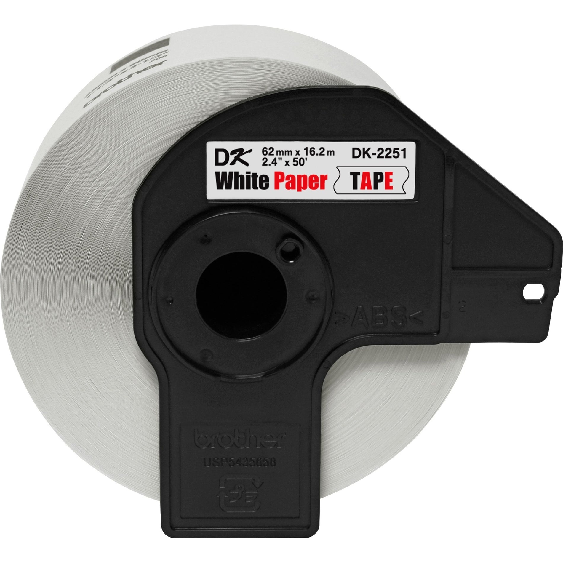 Brother DK2251 continuous paper label roll showing black housing and white label material-alternate-image1