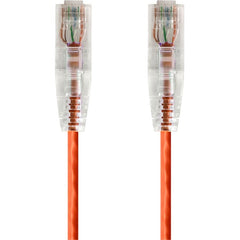 Monoprice SlimRun Cat6 28AWG UTP Ethernet Network Cable, Flexible Snagless Design, High-Density Space-Saving, Orange 3ft M/M - 14807 (Lifetime Warranty)