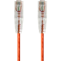 Monoprice SlimRun Cat6 28AWG Network Cable, 1ft Orange, Flexible Snagless Booted Ethernet Patch Cable, RJ-45 M/M, High Density Space-Saving Design (Lifetime Warranty)