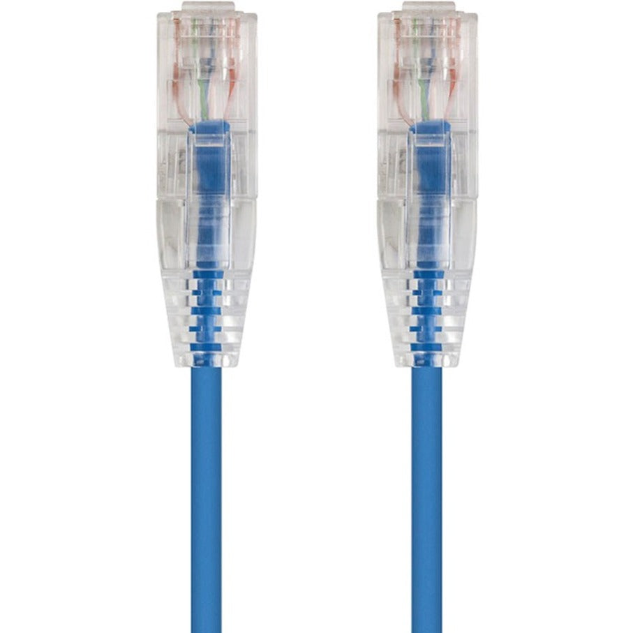 Monoprice 13518 SlimRun Cat6 28AWG UTP Ethernet Network Cable, 1ft Blue, Flexible, Snagless
