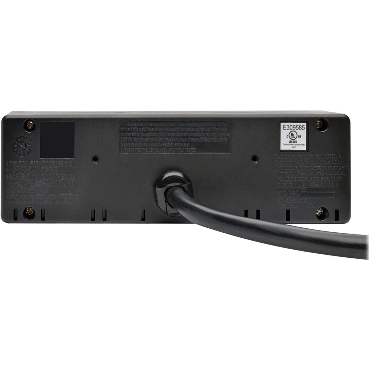 Bottom view of Tripp Lite surge protector showing UL certification and construction details-alternate-image2