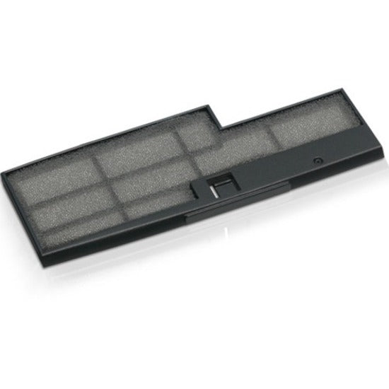 Epson V13H134A49 replacement air filter in black showing segmented filtration design with integrated locking mechanism