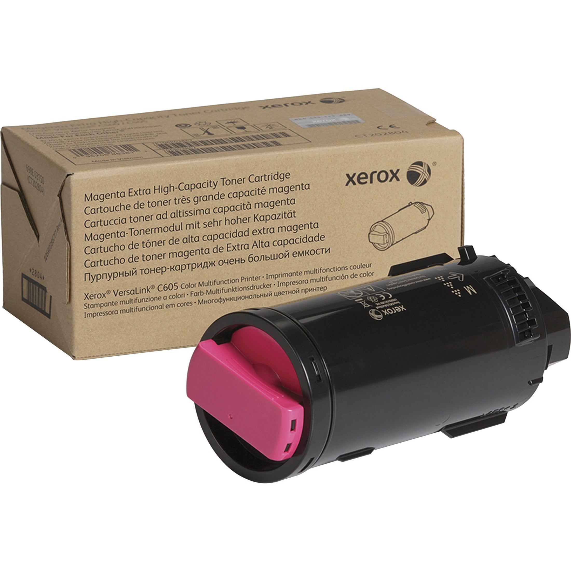 Cartucho de tóner magenta genuino de alta capacidad extra Xerox 106R03929 para el VersaLink C605 rendimiento de 16800 páginas.