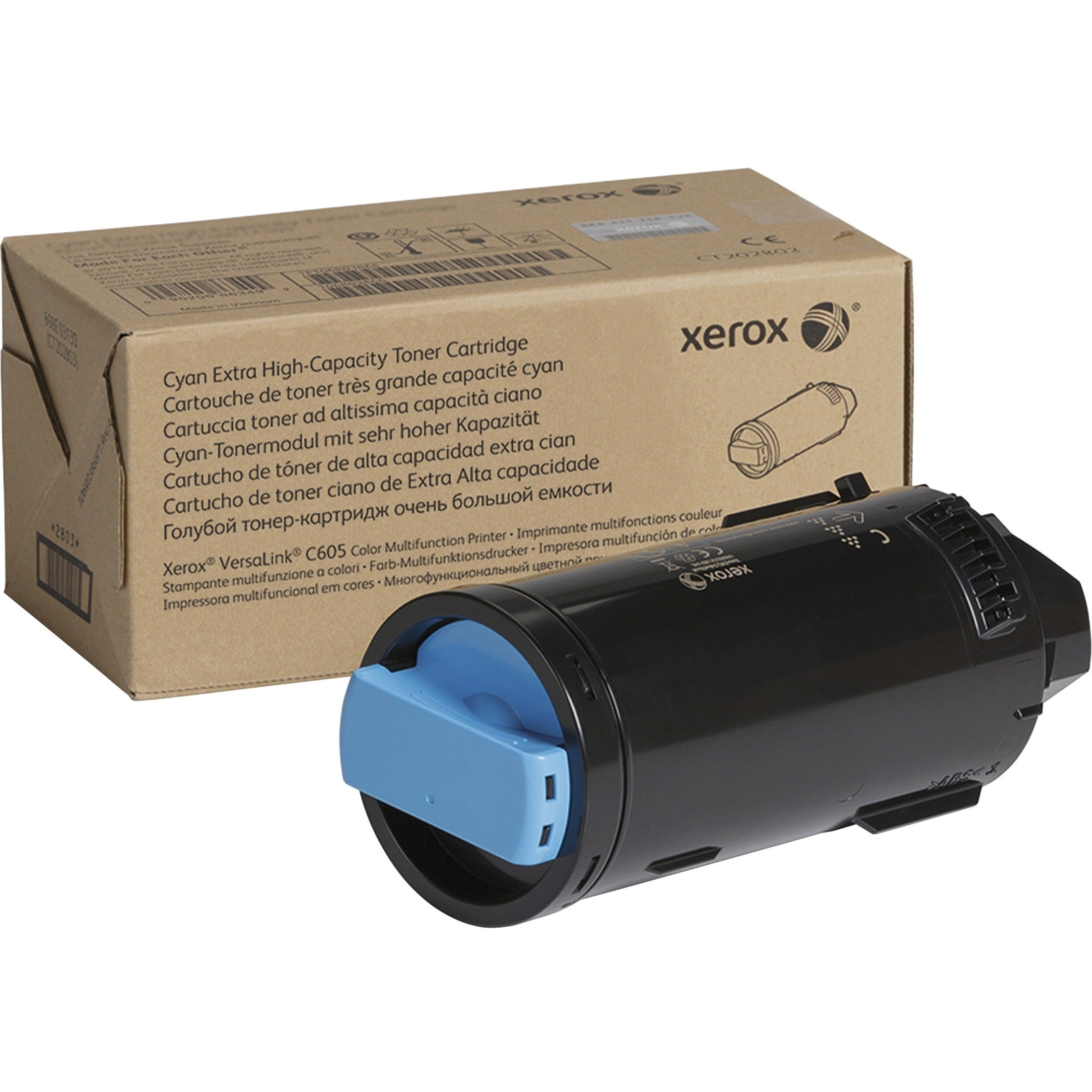 Xerox 106R03928 Véritable Cartouche de Toner Cyan Haute Capacité Supplémentaire Pour le VersaLink C605 Rendement de 16 800 Pages