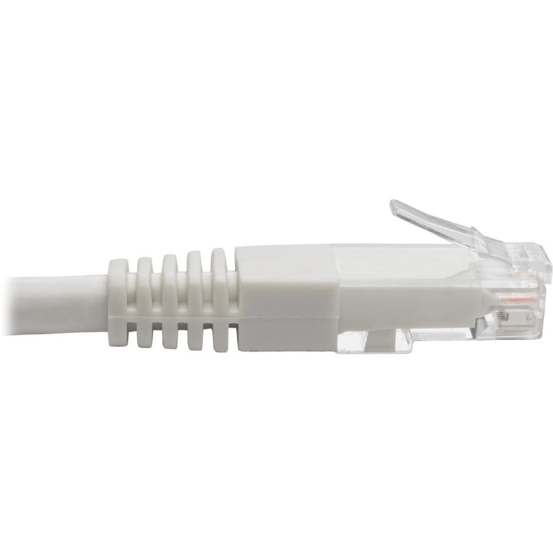 Side profile of Cat6 cable connector showing strain relief design