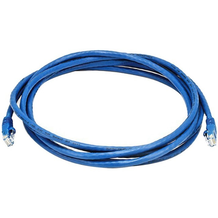 Blue Cat6 ethernet cable coiled showing full 10-foot length with RJ-45 connectors