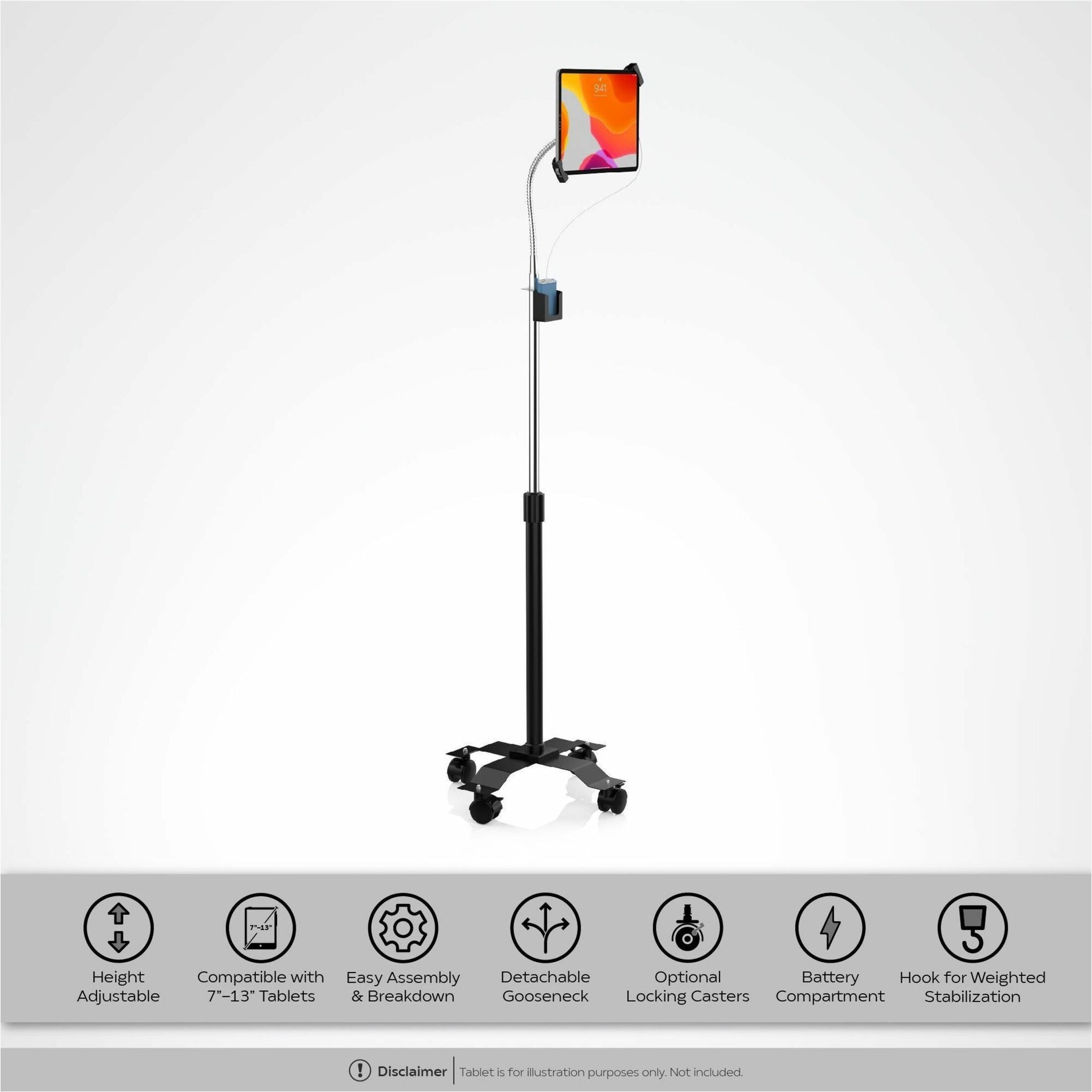 Gooseneck floor popular stand for tablets