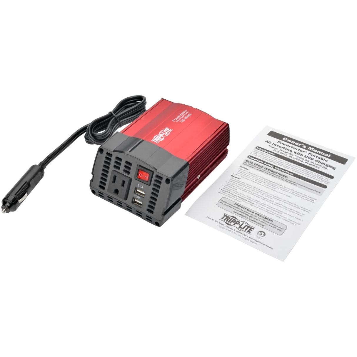 Complete package contents of PV150USB including inverter, power cord and manual-alternate-image5