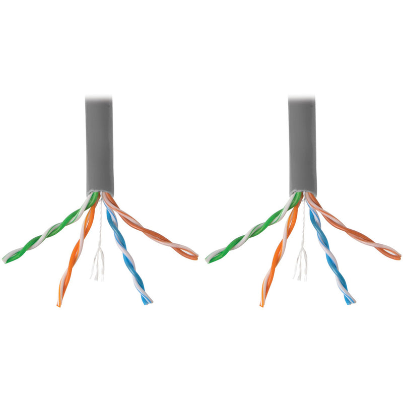 Close-up view of Cat6 cable internal wire construction showing twisted pairs